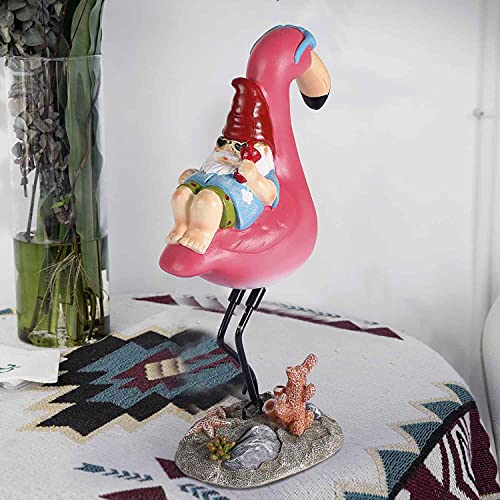 Jy.Cozy Gnome Garden Statue Funny Gnome Reclining on Flamingo Dwarf Figurines Resin Garden Gnomes Fall Decorations Outdoor for Patio Yard Lawn Porch Housewarming Ornament Gift - Image 5
