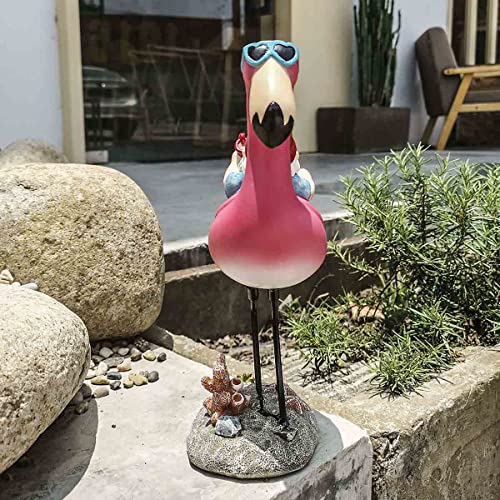Jy.Cozy Gnome Garden Statue Funny Gnome Reclining on Flamingo Dwarf Figurines Resin Garden Gnomes Fall Decorations Outdoor for Patio Yard Lawn Porch Housewarming Ornament Gift - Image 4