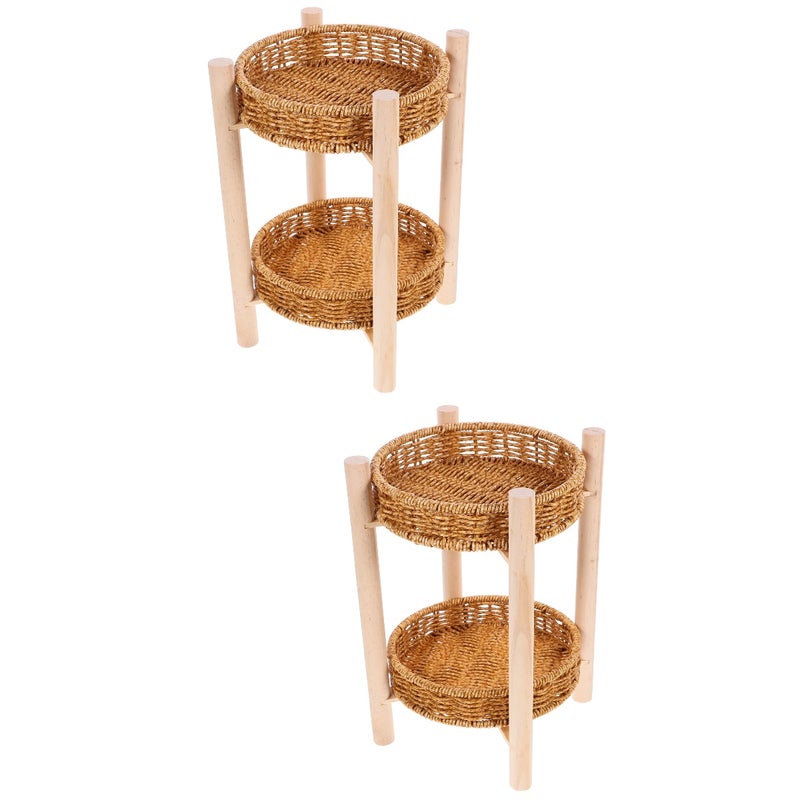 2 Sets of Snack Storage Basket Decorative Storage Holder Organizing Basket Handmade Basket - Image 1