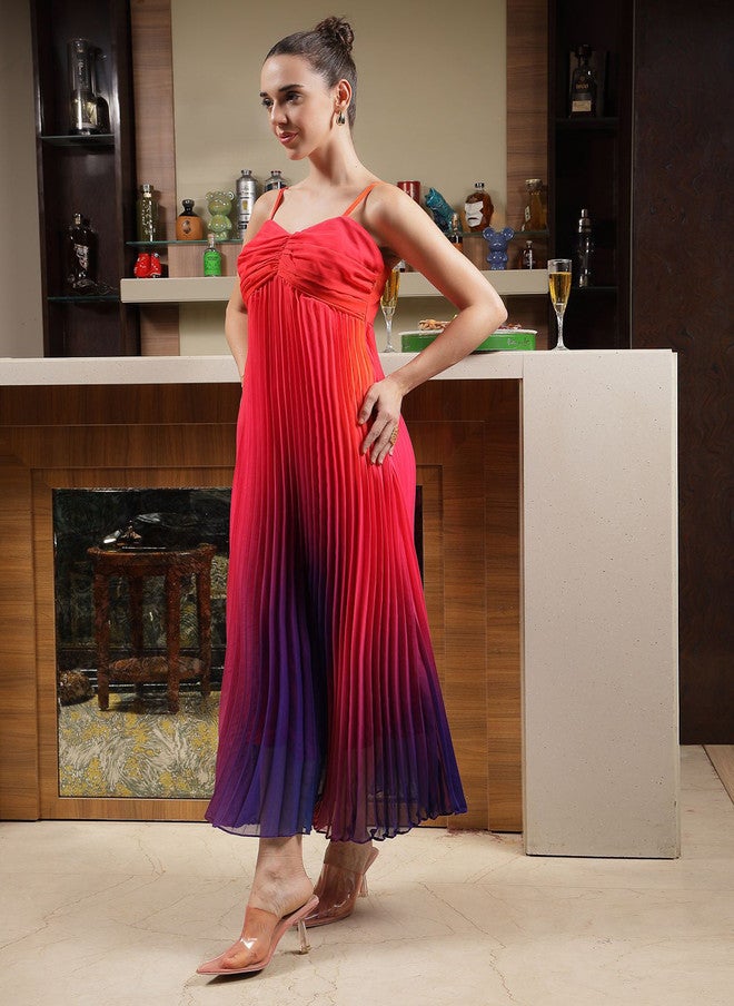 PlusS Tie and Dye Smocked Maxi Dress for Women - Image 4