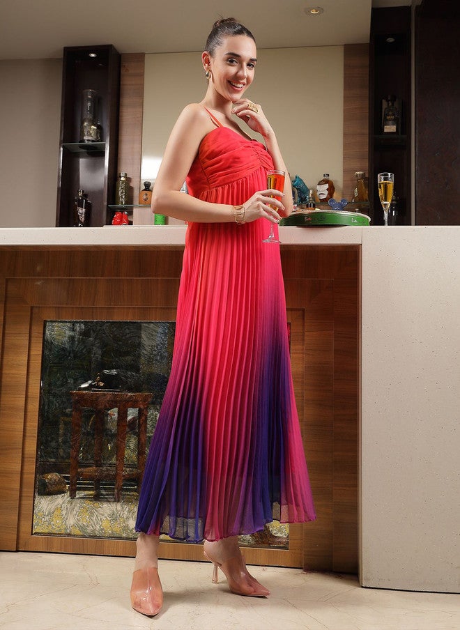 PlusS Tie and Dye Smocked Maxi Dress for Women - Image 3