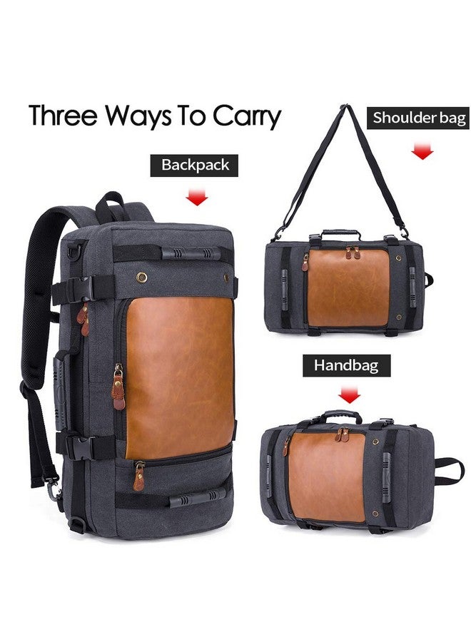 KAKA حقيبة ظهر سفر كاكا للجنسين قابلة للتحويل لحقيبة يد 15.6 بوصة لحقيبة لابتوب سوداء 21.6*11.7*7 بوصة 30 لتر مقاومة للماء من قماش أكسفورد - Image 5