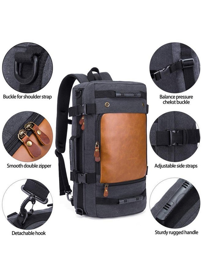 KAKA حقيبة ظهر سفر كاكا للجنسين قابلة للتحويل لحقيبة يد 15.6 بوصة لحقيبة لابتوب سوداء 21.6*11.7*7 بوصة 30 لتر مقاومة للماء من قماش أكسفورد - Image 4