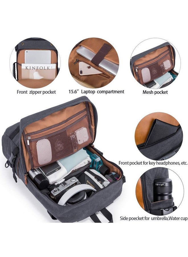 KAKA حقيبة ظهر سفر كاكا للجنسين قابلة للتحويل لحقيبة يد 15.6 بوصة لحقيبة لابتوب سوداء 21.6*11.7*7 بوصة 30 لتر مقاومة للماء من قماش أكسفورد - Image 3