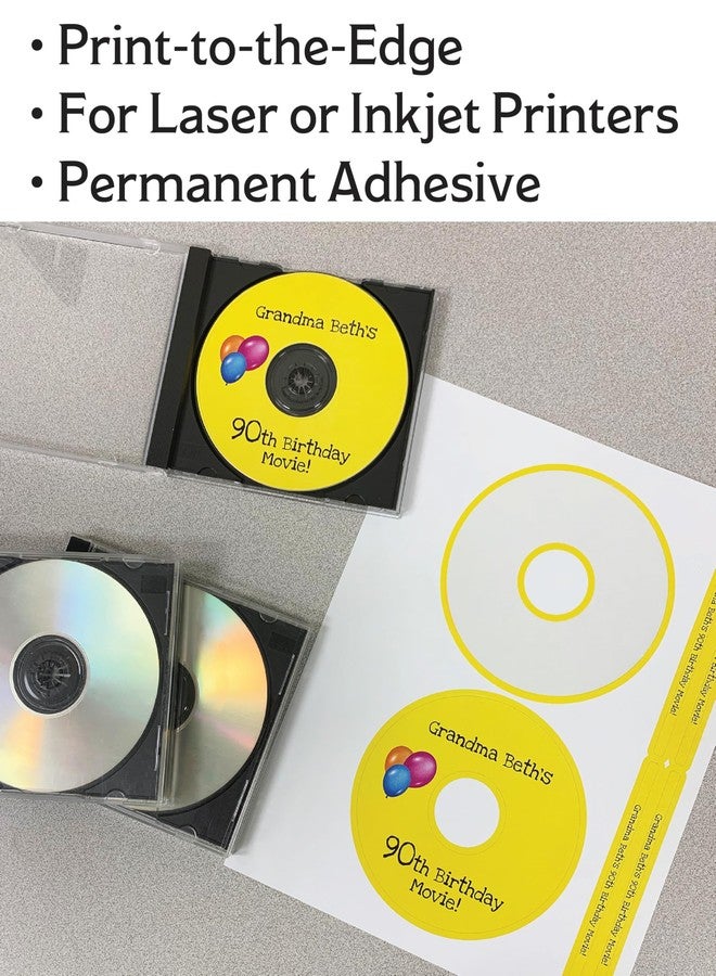 Blank Labels CD/DVD Label | Qty 50 Disc, 100 Spine | 25 Sheets Total | Permanent White Matte | Compatible with Inkjet and Laser Printer | Blank Labels - Image 2