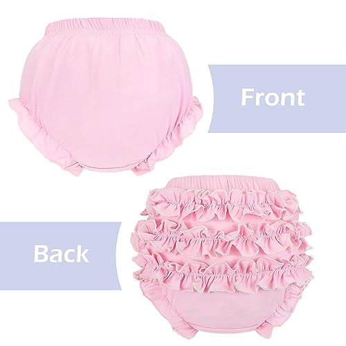 Poocen 5 Pack Ruffle Diaper Cover - Baby Bloomers, Cute Cotton Baby Girl Shorts,Briefs- Panties for Toddler Girls - Image 5