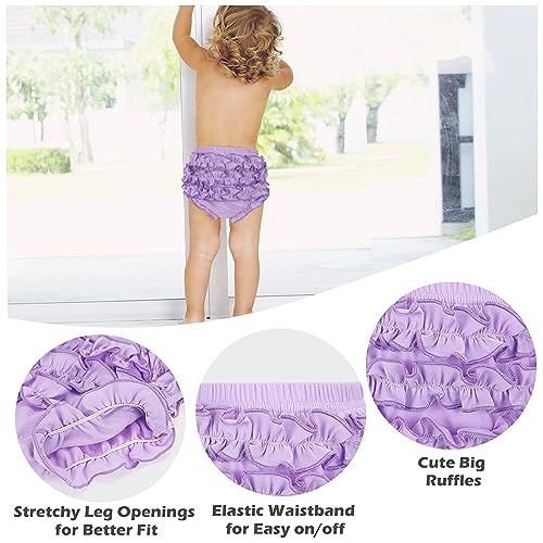 Poocen 5 Pack Ruffle Diaper Cover - Baby Bloomers, Cute Cotton Baby Girl Shorts,Briefs- Panties for Toddler Girls - Image 4