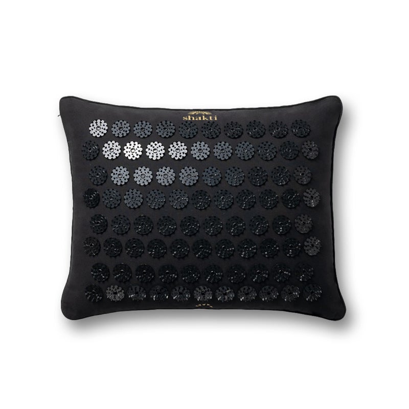 ShaktiMat Premium Acupressure Pillow Level 1 Intensity in Shakti Black Massage Muscles Aid Sleep Unlock Inner Tension Similar to Acupuncture Organic Cotton Certified - Image 3