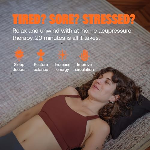 ShaktiMat Premium Acupressure Pillow Level 1 Intensity in Shakti Black Massage Muscles Aid Sleep Unlock Inner Tension Similar to Acupuncture Organic Cotton Certified - Image 5