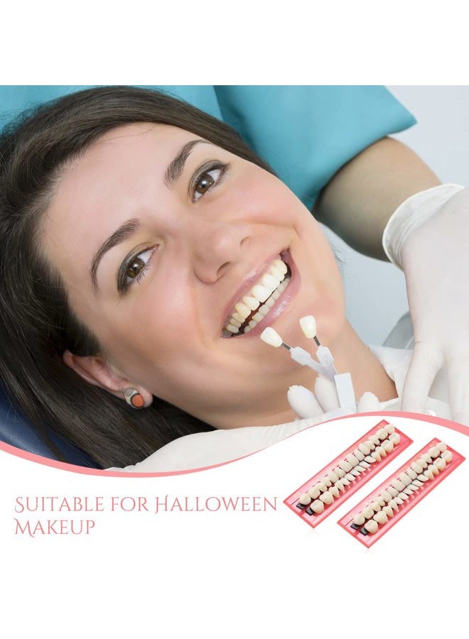 Nuanchu 4 Sets Acrylic Resin Fake Teeth Dental Denture False Teeth Teeth Upper and Lower Synthetic Resin Teeth for Replacement, 112 Pieces, 23 A2 - Image 3