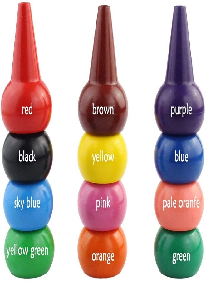 Ishua 12 Colors Finger Crayons, Palm Grip Crayons Finger Paint Sticks Stackable - Image 3
