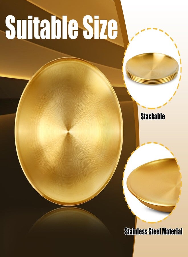 PLMMOUT 20 Pcs Stainless Steel Gold Plates, 5.5 Inch Round Metal Dinner Plates, Gold Dessert Plate, Reusable Metal Serving Plate for BBQ Salad Snack Outdoor Camping Party, Dishwasher Safe - Image 3