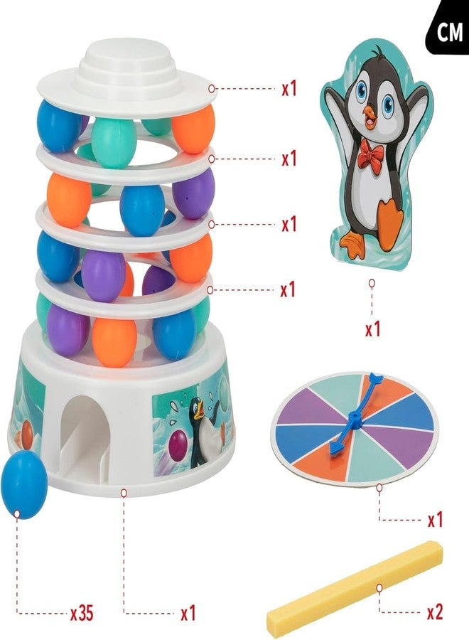 DOKMOE Penguin Ball Drop Rolling Balance Tower Game, Family Fun Educational Toy, Board Game with 36 Colorful Balls, Activity Toys for Boys Girls Age 3+ Years - Image 2