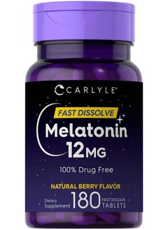 CARLYLE Melatonin 12 mg Fast Dissolve 180 Tablets Natural Berry Flavor  - Image 1