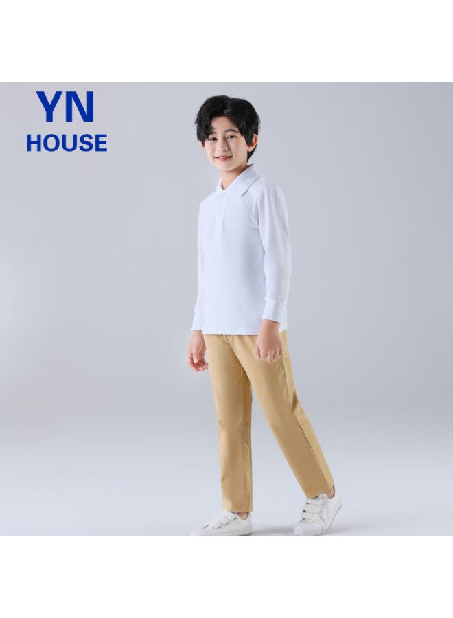 Yinuofang Kids' Khaki Casual Pants School Uniform Pants Boys Girls Four Seasons Khaki 160 Code - Image 1