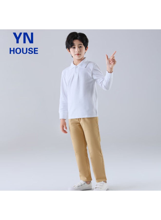 Yinuofang Kids' Khaki Casual Pants School Uniform Pants Boys Girls Four Seasons Khaki 160 Code - Image 3