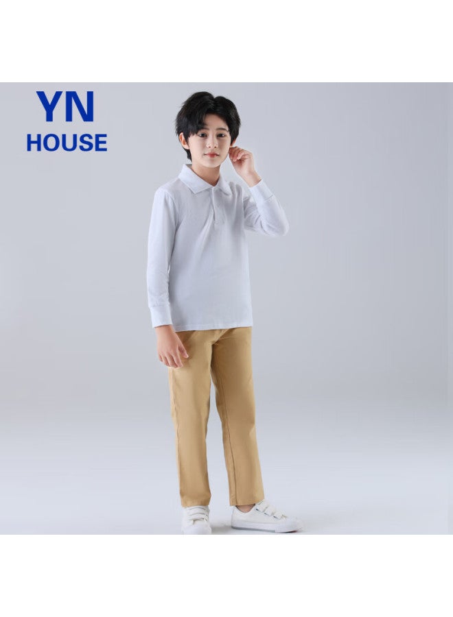 Yinuofang Kids' Khaki Casual Pants School Uniform Pants Boys Girls Four Seasons Khaki 160 Code - Image 4