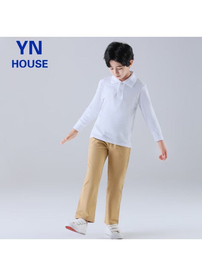 Yinuofang Kids' Khaki Casual Pants School Uniform Pants Boys Girls Four Seasons Khaki 160 Code - Image 2