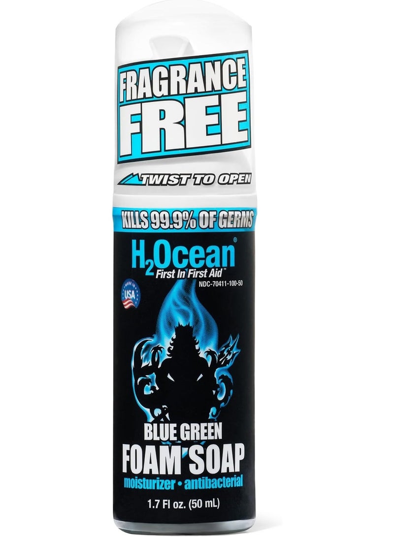 H2Ocean Blue Green Foam Soap - Tattoo Foam Antibacterial Soap for Tattoo Aftercare -Tattoo Care with Aloe Vera - Travel-Size Tattoo Moisturizer Soap - 1.7 oz - Image 1