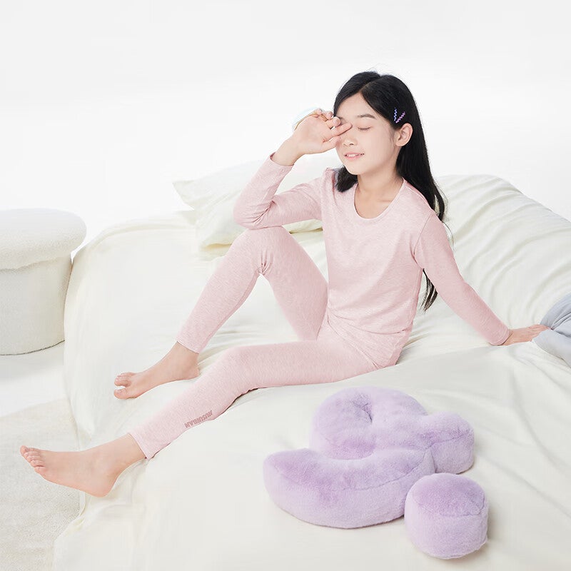 JD Jing Zao Jiusuiban Children's Thermal Underwear, Girls' Autumn And Winter Thin Base Layer Cotton Sweater Set, for Older Children, Autumn Clothes And Pants, Pajamas And Sleepwear - Image 4