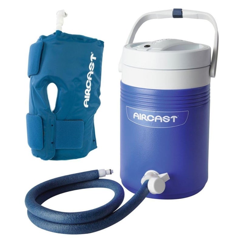 Aircast Cold Therapy Universal Fit Knee Cryo and Cuff with Gravity-Fed Non-Motorized Cooler for Maximum Cryotherapy (Blue, Medium) - Image 1
