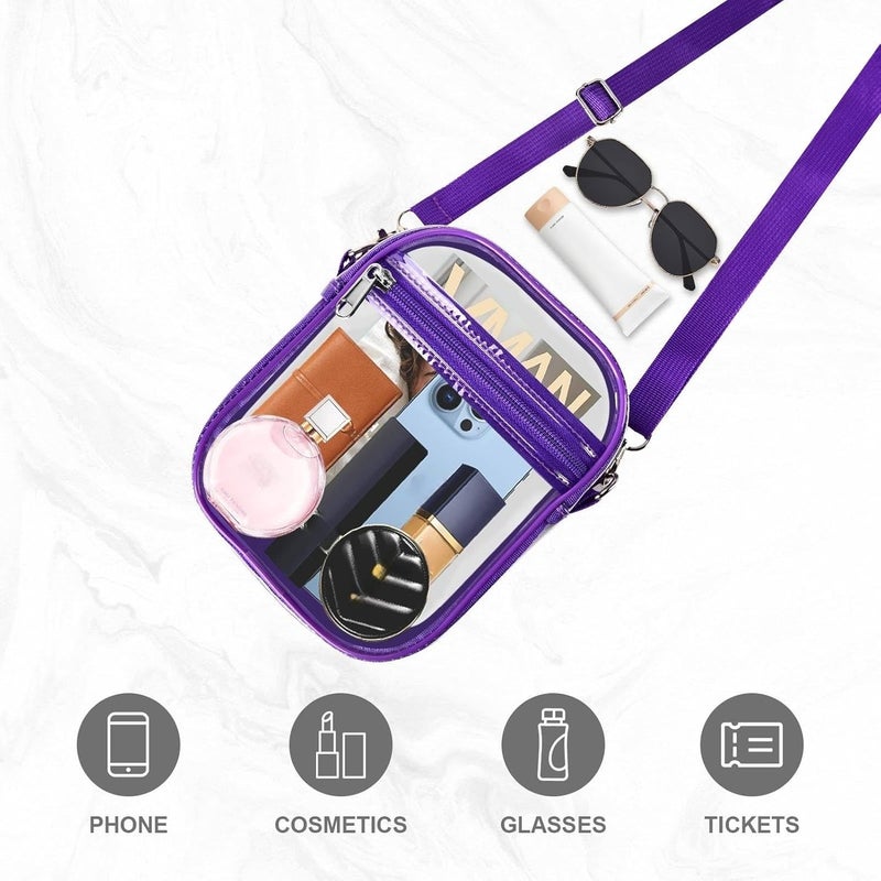 Fibrdoo Clear Crossbody Purse Bag, Clear Bag Stadium Approved with Front Pocket for Concerts Sports Festivals - Image 3