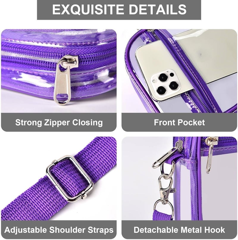 Fibrdoo Clear Crossbody Purse Bag, Clear Bag Stadium Approved with Front Pocket for Concerts Sports Festivals - Image 2