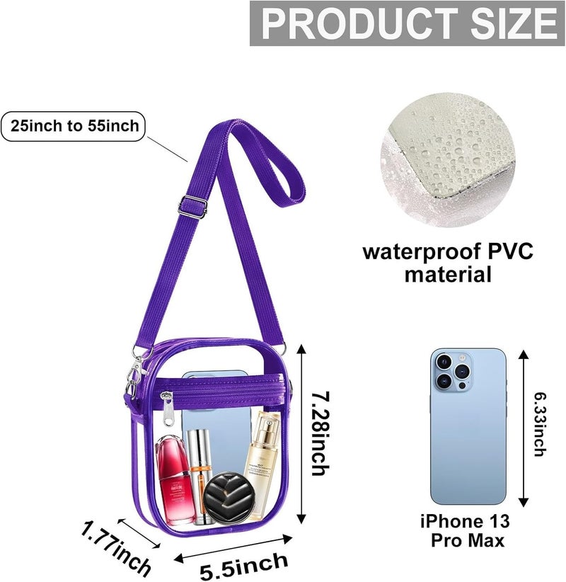 Fibrdoo Clear Crossbody Purse Bag, Clear Bag Stadium Approved with Front Pocket for Concerts Sports Festivals - Image 1