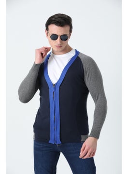 Men's V-Neck Metal Zipper 3-Color Knitted Cardigan Navy Blue - pzsku/Z34212135AB1DC9870112Z/45/_/1740652460/a045133b-bd10-4ba6-98f1-070aa8b0dfdc