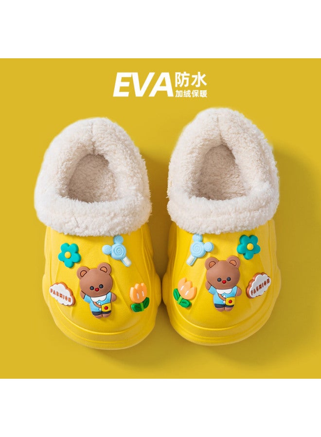 Cc Winter Kidsren's Cotton Slippers Indoor Warm Thickeneded Plush Baby Boy And Girl Waterproof Anti-slip Cartoon Winter Cotton Slippers