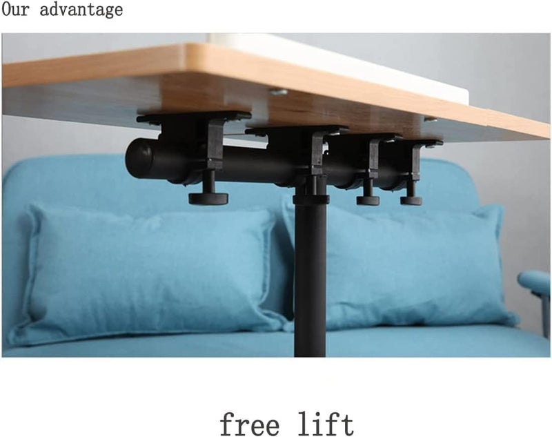 HOOKOR Laptop Desk For Lifting And Rotating, Movable Bedside Desk With Wheels, Adjustable Laptop Stand, Side End Table For Couch, Coffee Table For Home Office - Image 3