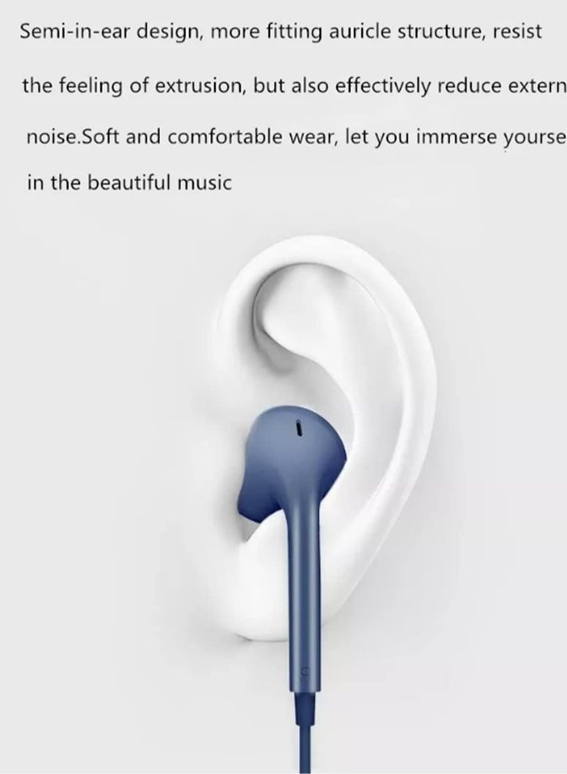 أوبو In-Ear Wired Earphone With Built-In Microphone 3.5mm Blue - Image 3