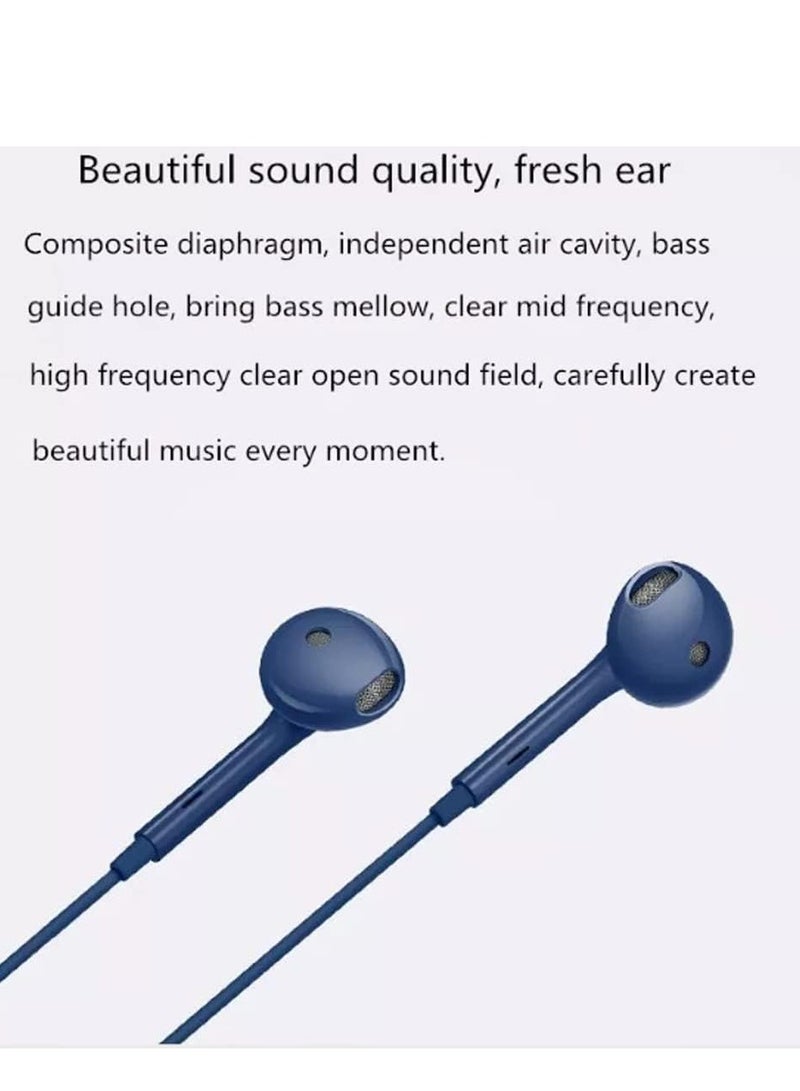 أوبو In-Ear Wired Earphone With Built-In Microphone 3.5mm Blue - Image 4
