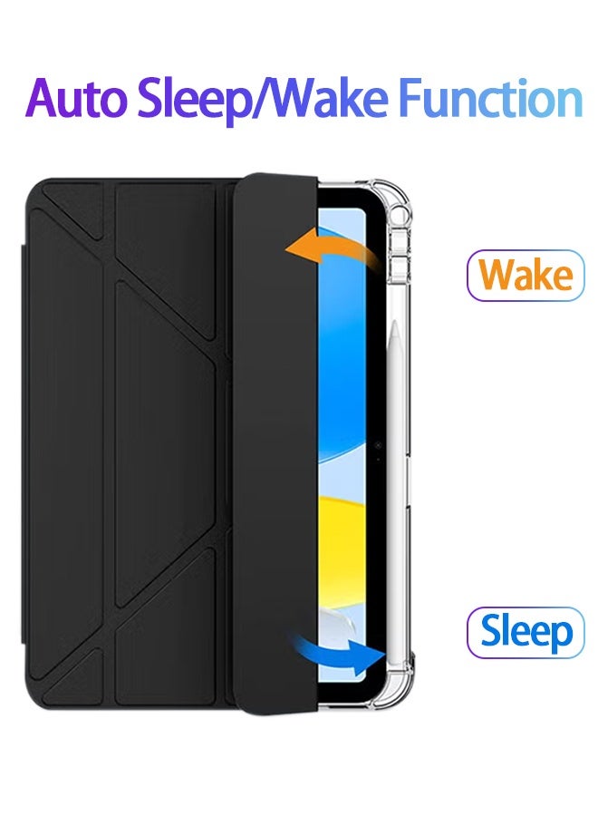 iPad Air 11 Inch (M2) Case & iPad Pro 11 Inch Cover (1st/2nd/3rd/4th Generation), iPad Cover With Pen Slot, Shockproof Y Folding Stand, Transparent Tpu Protective Case, Flip Cover Stand Smart Wake-Up/ Free Aed 23 Anti-Glare Protective Film - Black - Image 5