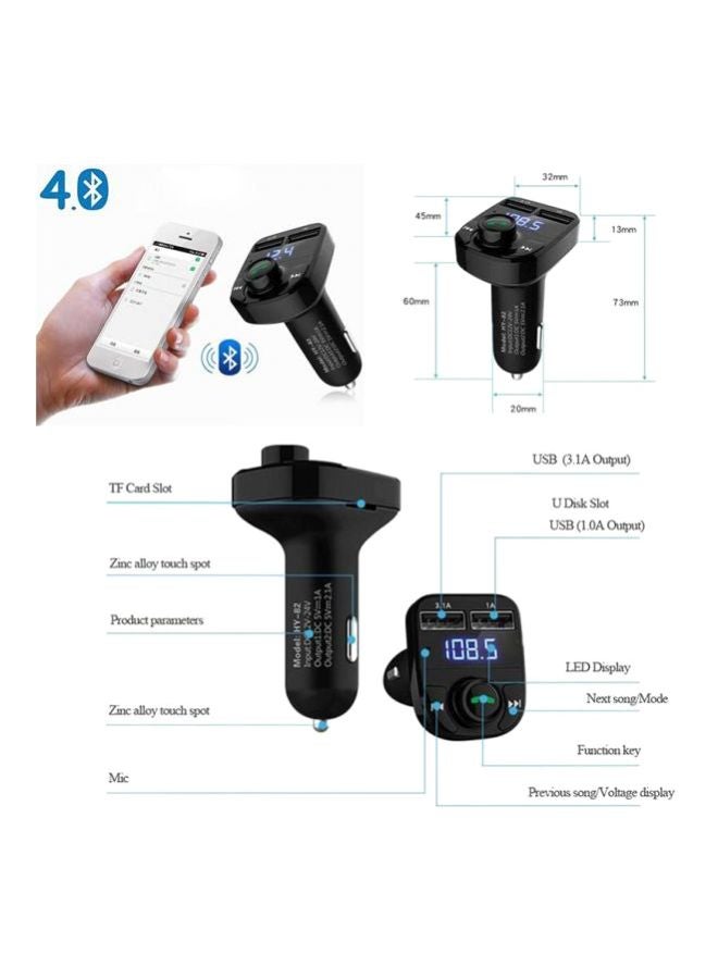 جهاز استقبال صوت ستيريو AUX مزود بتقنية البلوتوث مع شاحن بمنفذي USB أسود - Image 3