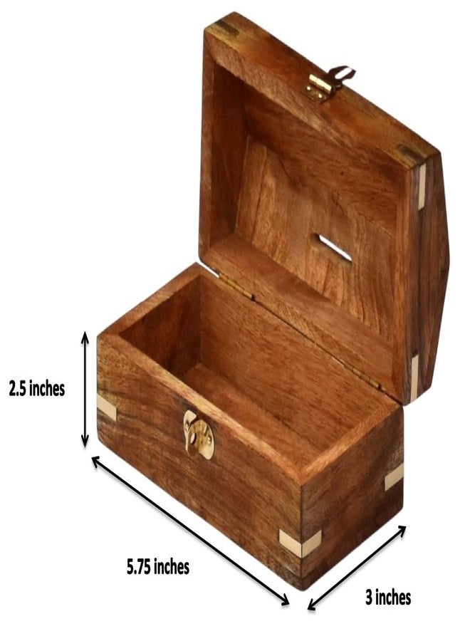 Timber Revival Co Handcrafted Mango Wood Piggy Bank with Brass Anchor Inlay & Lock - Wooden Money Saving Box for Kids & Adults | Decorative Coin Bank & Gift Size 5.75x3x2.75 by Timber Revival Co.® - Image 2
