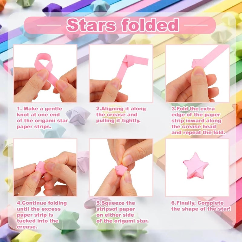 HZYH 2060 Sheets Origami Star Paper Strips, 27 Color Double-Sided Folding Papers for DIY Crafts, Lucky Star Origami Kit for Kids and Adults, Decorative Hand Art Paper for School, Home,  Scrapbooking - Image 5