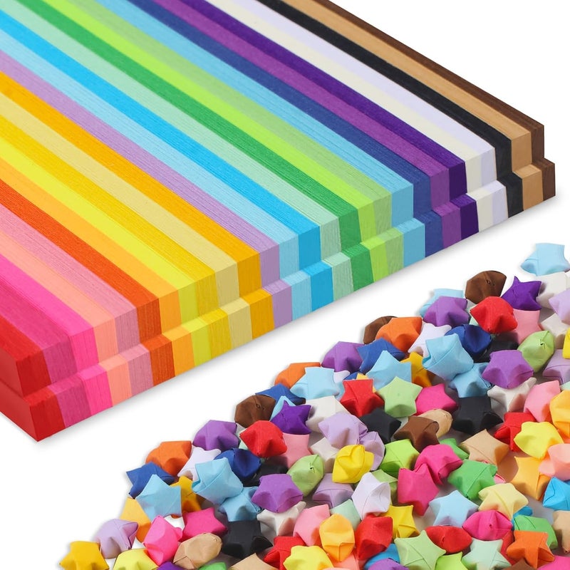 HZYH 2060 Sheets Origami Star Paper Strips, 27 Color Double-Sided Folding Papers for DIY Crafts, Lucky Star Origami Kit for Kids and Adults, Decorative Hand Art Paper for School, Home,  Scrapbooking - Image 1