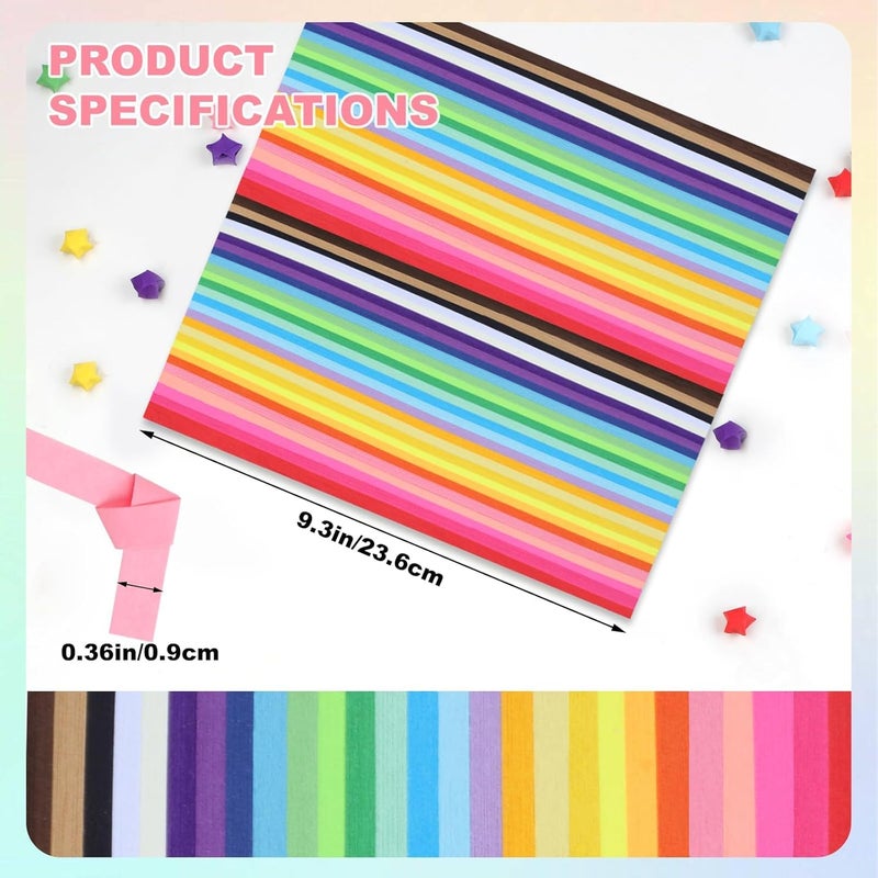 HZYH 2060 Sheets Origami Star Paper Strips, 27 Color Double-Sided Folding Papers for DIY Crafts, Lucky Star Origami Kit for Kids and Adults, Decorative Hand Art Paper for School, Home,  Scrapbooking - Image 2