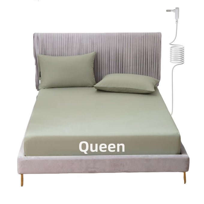 GROUNDING SHEET QUEEN SIZE WITH 15FT CORD 90 ORGANIC COTTON 10 SILVER FIBER CONDUCTIVE EARTHING BED SHEETS FOR BETTER SLEEP AND WELLNESS GREEN QUEEN 60X80X13