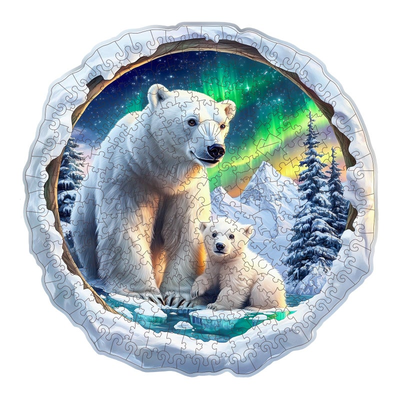 Artipuz Wooden Puzzles for Adults Polar Bear Family Wooden Puzzle Unique Shape Wood Jigsaw Puzzle for Adults Wood Puzzles Adult Gifts for Family Wall Art Home Decor 300pcs 134 134in L - Image 3