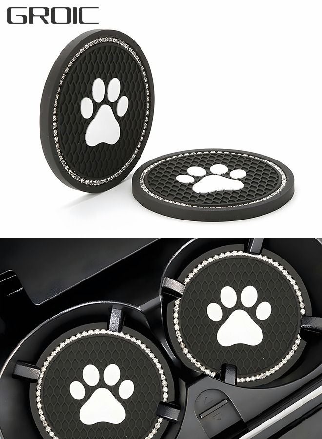 جرويك 2 Pcs 7cm Bling Car Coasters,Car Interior Accessories,Universal Cup Holder Insert Coaster Anti Slip Crystal Vehicle Interior Accessories,PVC Anti-Slip Mat Fit for Car SUV Truck - Image 1