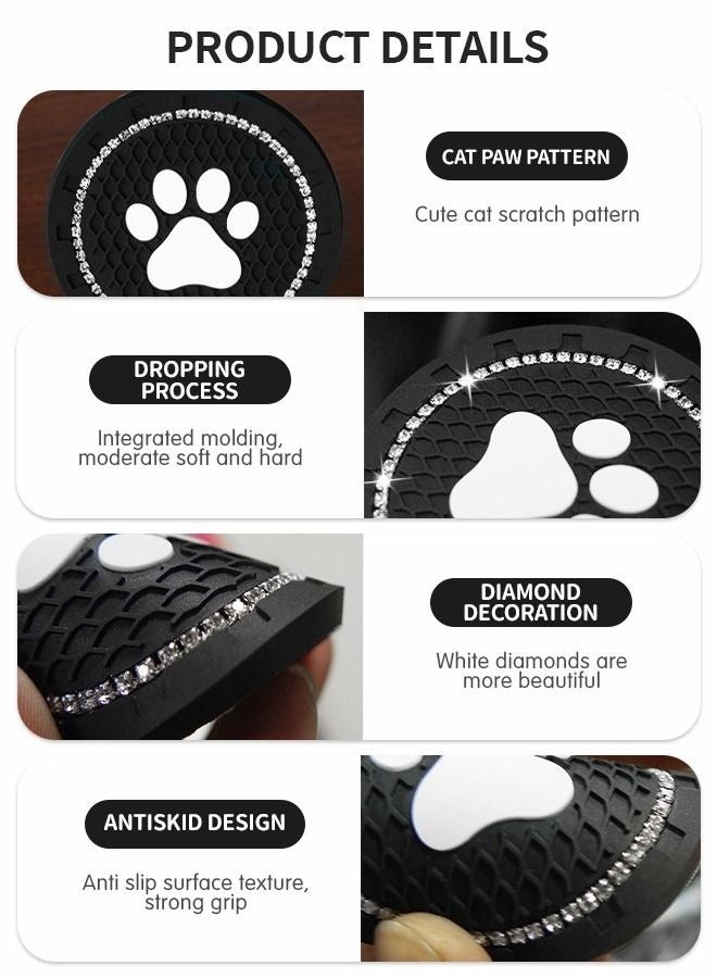 جرويك 2 Pcs 7cm Bling Car Coasters,Car Interior Accessories,Universal Cup Holder Insert Coaster Anti Slip Crystal Vehicle Interior Accessories,PVC Anti-Slip Mat Fit for Car SUV Truck - Image 5