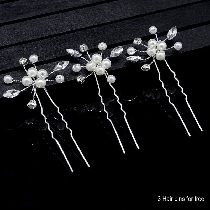 BEAYFILY Bridal Wedding Hair Vine,Extra Long Pearl and Crystal Beads Bride Head Piece,Silver Hair Accessories for Women and Girls (Silver) - Image 4