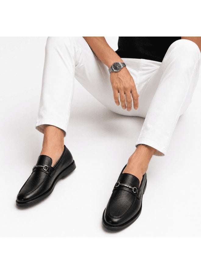 Men's Classic Slip-On Loafer - Genuine Leather, Stylish Metal Accessories, Comfortable Sole and Durable Flexible Base - Image 1