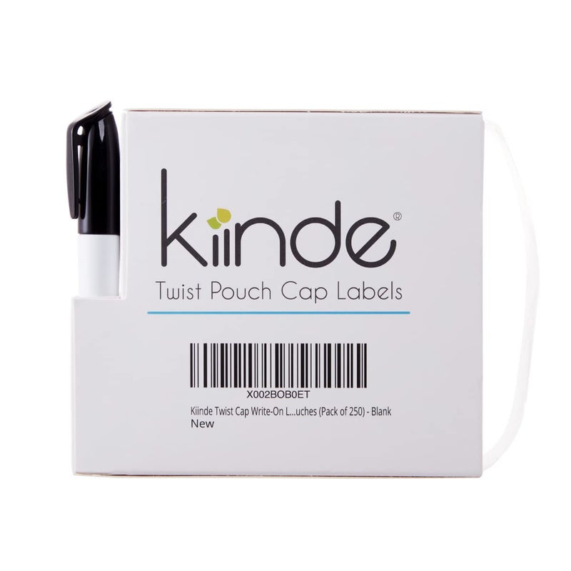 Kiinde Kiinde Twist Cap SingleUse WriteOn Labels for Breast Milk and Baby Food Storage Pouches Pack of 250 Includes Label Dispenser with Marker and Marker Holder Blank 