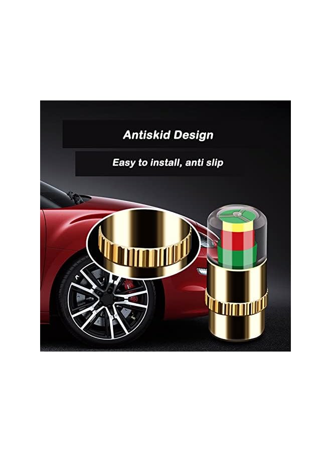 S-TOP 8 قطع غطاء صمام مستشعر ضغط إطارات السيارة مع مؤشر تنبيه 3 ألوان (ذهبي، 2.2 بار 32 PSI) - Image 1