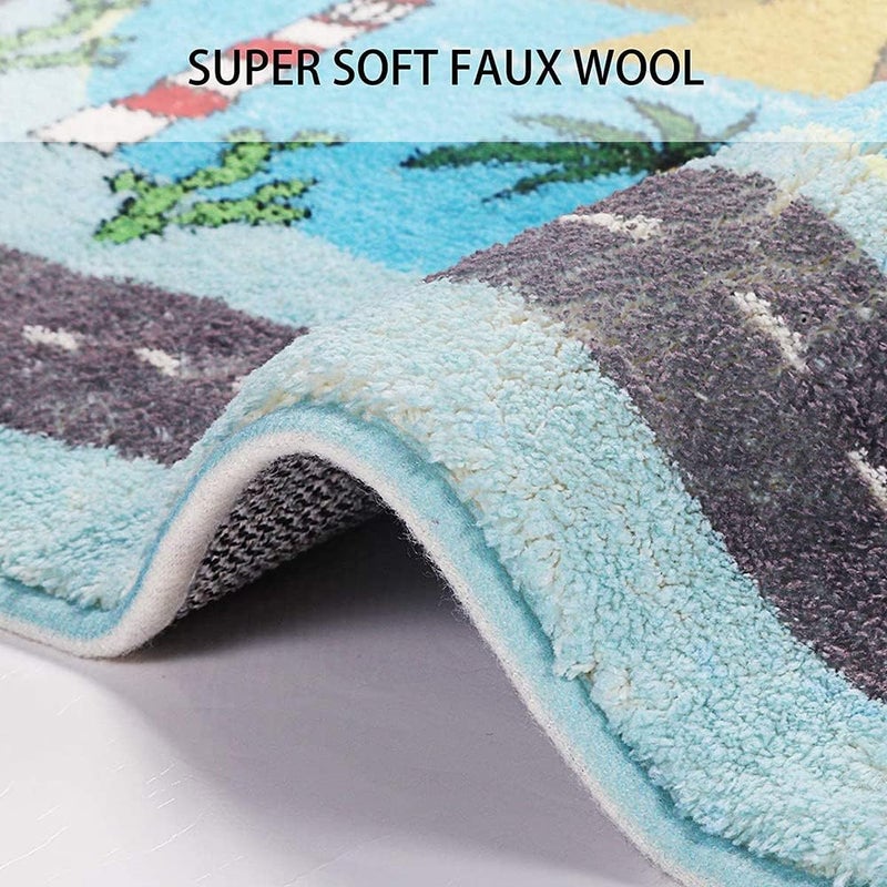 Uphome Extra Large Kids Playroom Rug Play Carpet 4’ x 6’, Blue Educational Children’s Play Mat, Learning & Have Fun Safely Non-Slip Washable Road Traffic Floor Area Carpet, Great for Kids Room Bedroom - Image 3