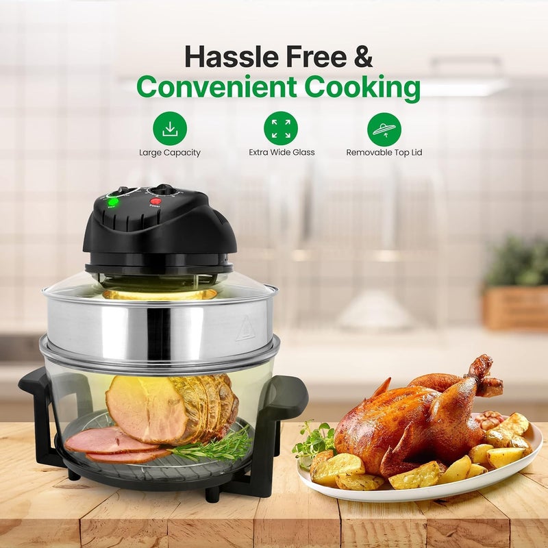 Jolfay Jolfay 17 Quart Convection Countertop Air Fryer See through Glass for Best Cooking Results Air Fryer Roaster Bake Grill Steam Roast Includes Glass Bowl Broil Rack Toasting Rack - Image 4