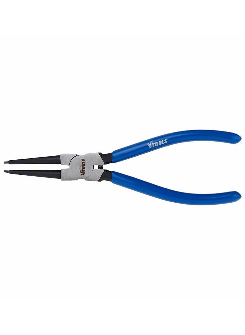 VTOOLS 7 Inch Carbon Steel Internal Circlip Plier With Straight Tips, Heavy Duty Retaining Ring Pliers, Black Blue PVC Dipped Handle - Image 1